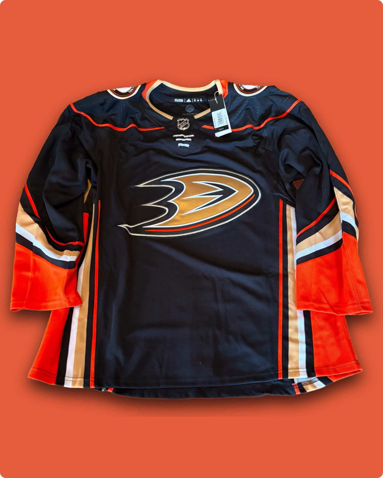 Anaheim Ducks Adidas Primegreen Authentic NHL Hockey Jersey w/ Fight Strap - Size 52