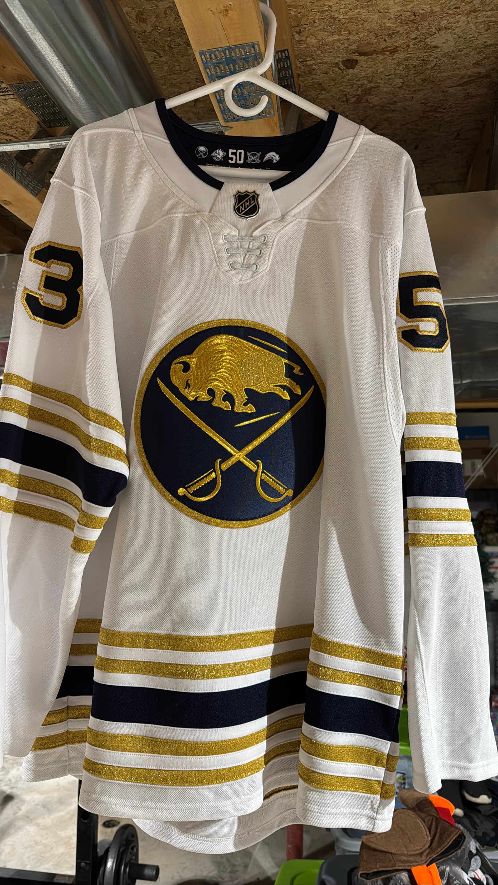 Buffalo Sabres 50th Anniversary Jeff Skinner Adidas Authentic NHL Hockey Jersey w/ Fight Strap - Size 54