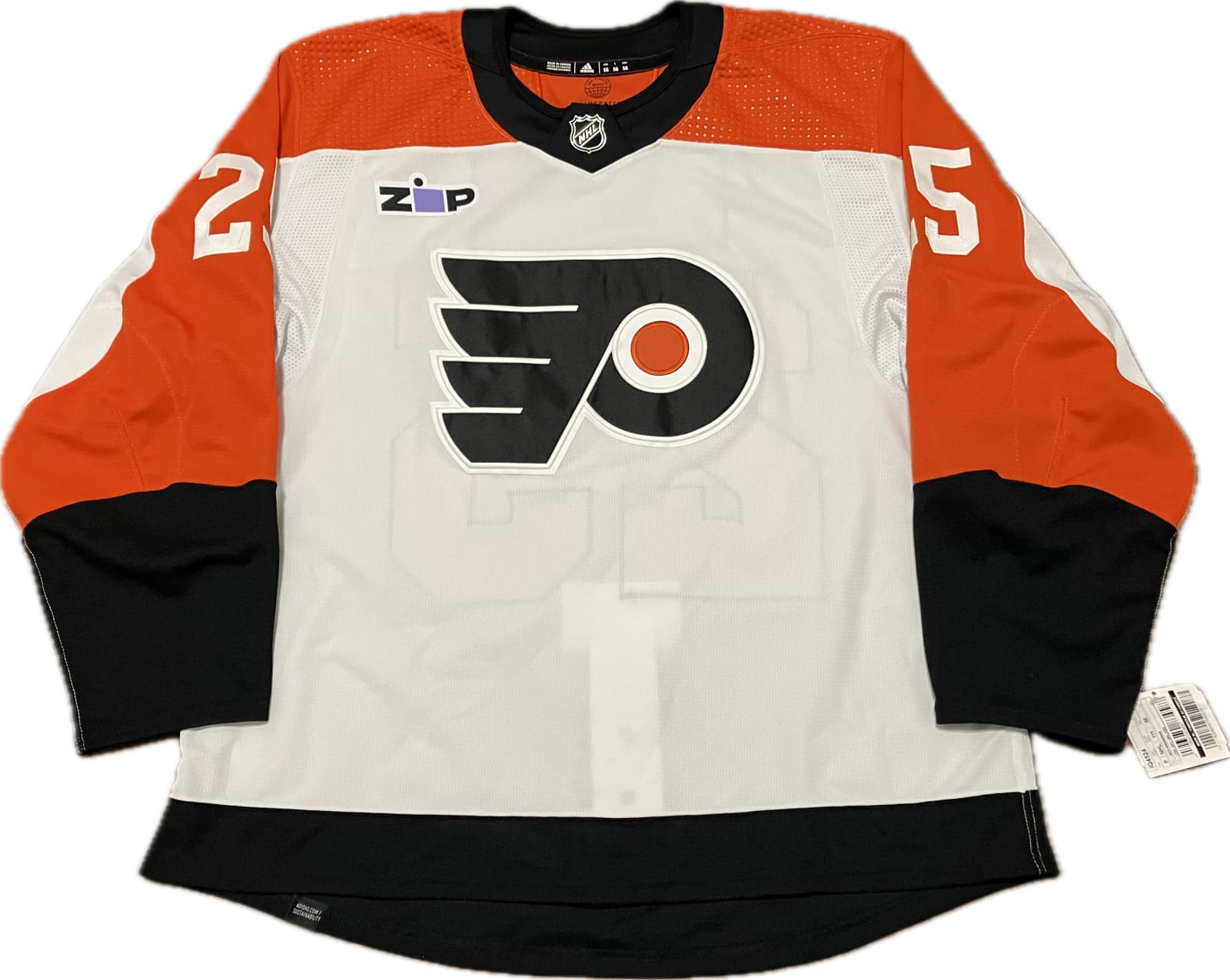 NWT Philadelphia Flyers “Joe Heck ZipCo CEO” Adidas MiC NHL Hockey Jersey Size 56