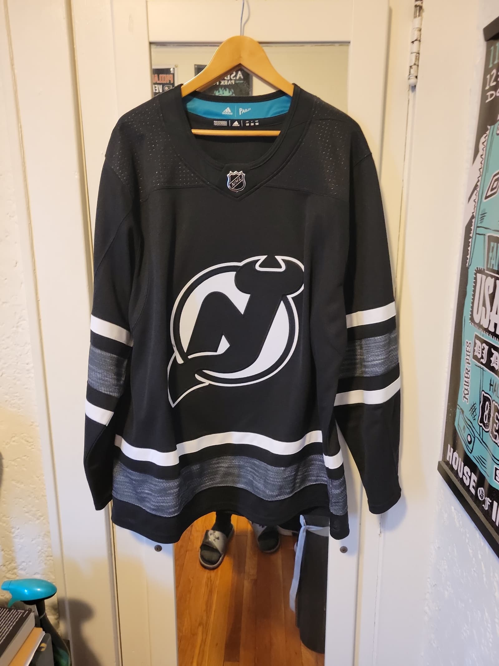 New Jersey Devils Adidas Parley Authentic Black Alternate NHL Jersey - Size 56
